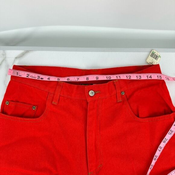 Vintage Disney Mickey Mouse Jean Bermuda Shorts Waist 32” Red Embroidered - Picture 5 of 11
